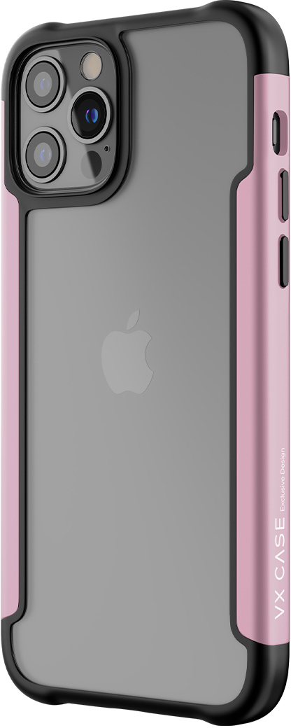 Capa VX Case Shield Cover, proteção e elegância juntas numa capa, borda preta e rosa com centro transparente que mantém o design do smartphone