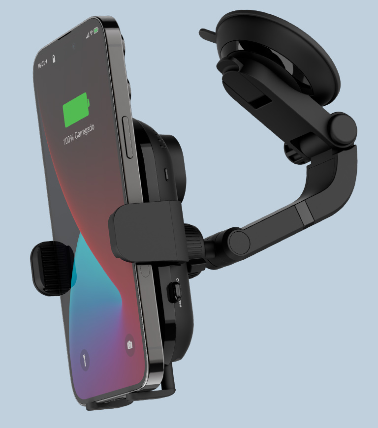 Suporte Veicular Smart Holder Supreme segurando o smartphone