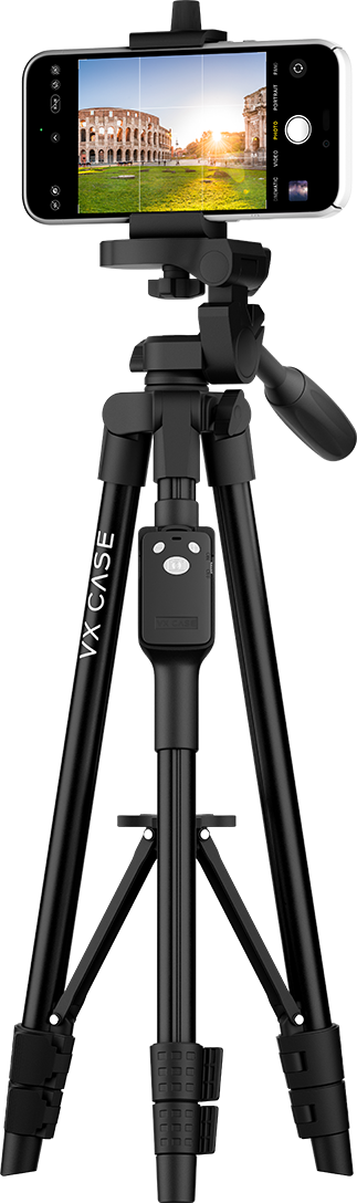 Tripé Fotográfico VX Case com um smartphone fotos panorâmicas